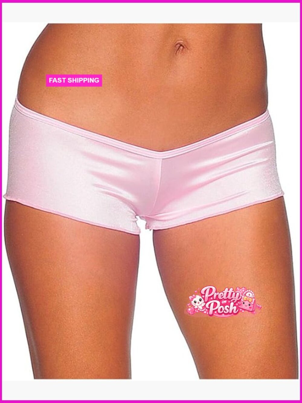 Scrunch Back Micro Shorts, Cotton Polyester Blend, Low Rise Fitted